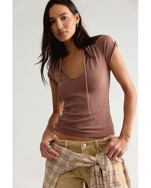 Free People Brown Canal Street Tee