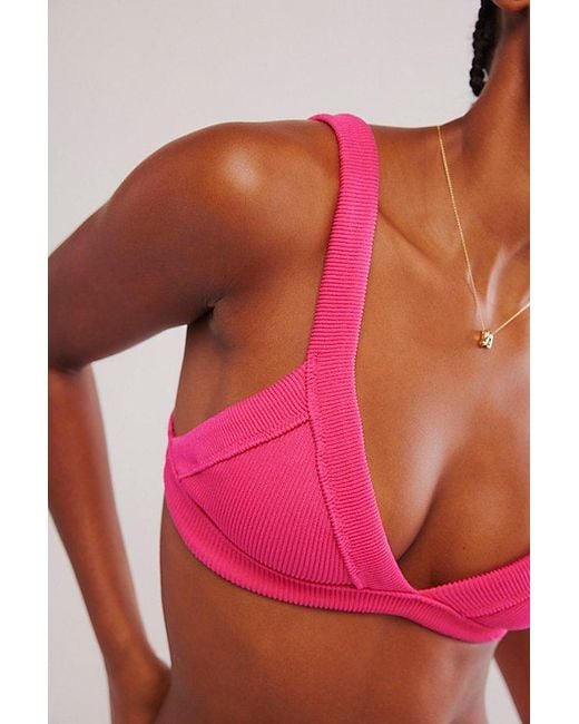 Intimately By Free People Pink All Day Rib Triangle Bralette