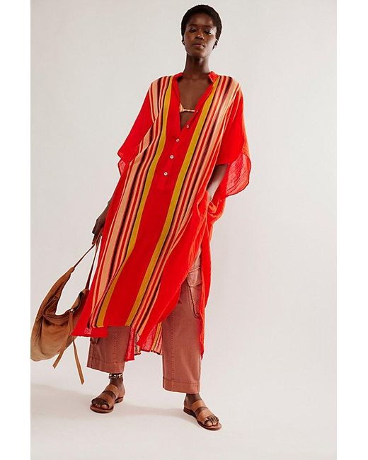Free People Red Vacation Mode Kaftan