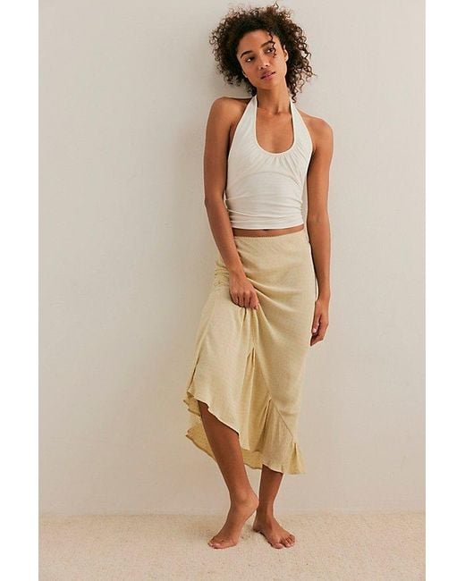 Free People Natural Sweet On You Bias-Cut Maxi Slip Skirt