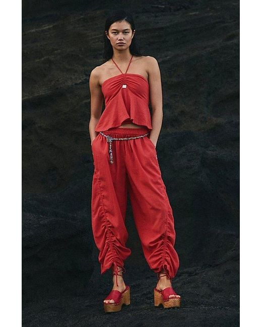 Free People Red Front Row Wrap Clogs