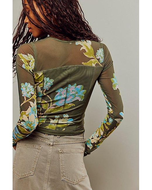 Free People Green Betty's Garden Top