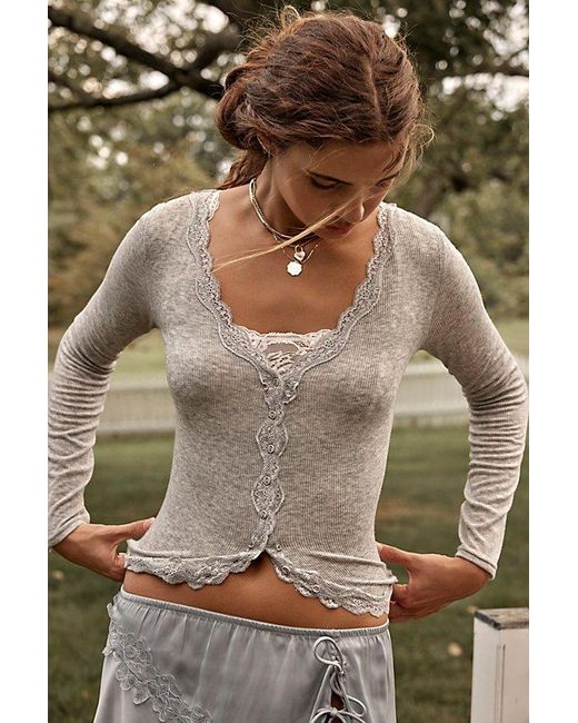 Free People Big Love Rib Cardi in Brown | Lyst