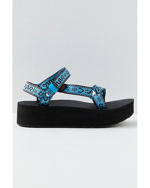 Teva Blue Flatform Universal Sandals At Free People In Bandana Aquarius, Size: Us 7