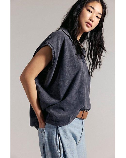Free People Blue Keep On Polo