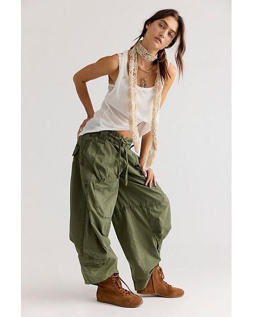 Free People Green Onset Pull-On Cargo Pants