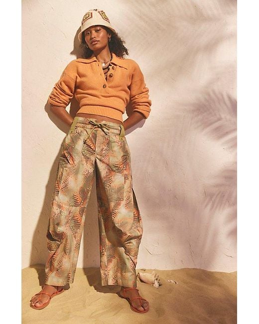 Free People Natural Onset Printed Pull-On Cargo Pants