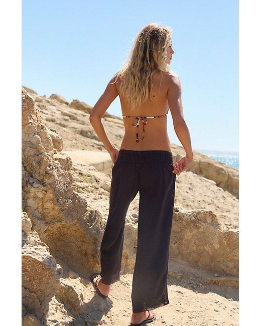 free-est Multicolor Seaside Cotton-Linen Lace Pants By