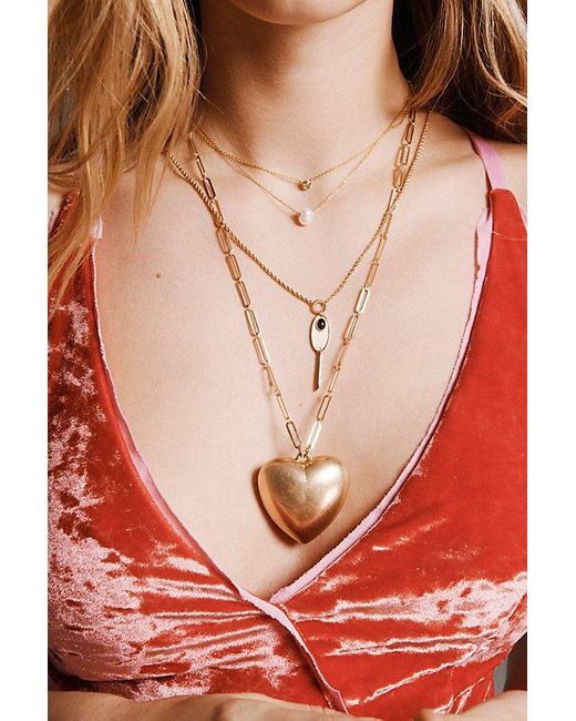 Free People Pink Spektor Heart Pendant Necklace