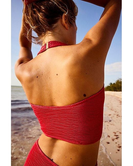 Cleonie Swim Red Pilates Halter Tankini Top