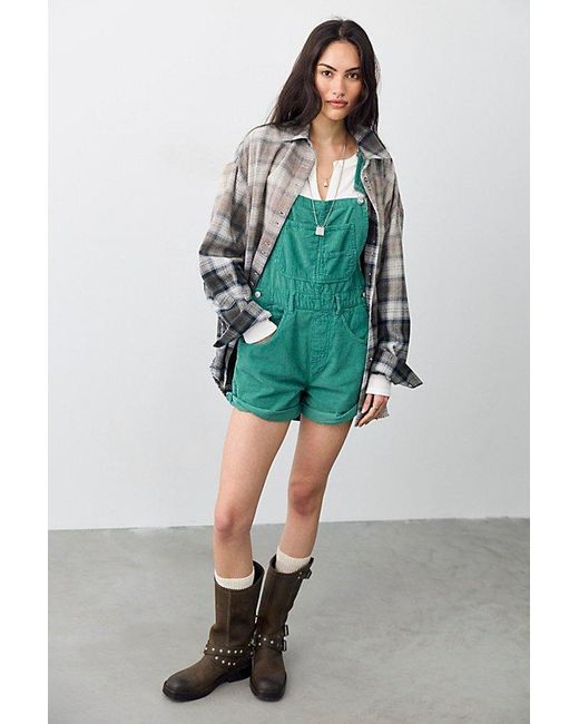 Free People Green Ziggy Cord Shortalls At Free People In Shady Glade, Size: Large