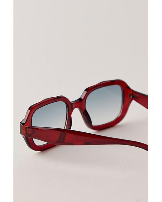 Free People Red Alta Square Sunglasses