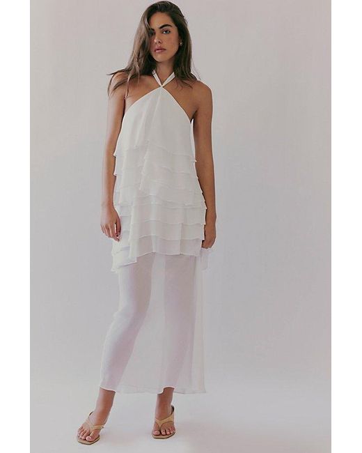 Third Form White Gaia Tiered Maxi Dress