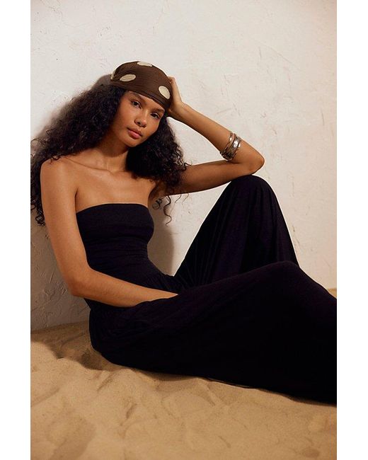 Free People Black Pleated Printed Skinny Bandana