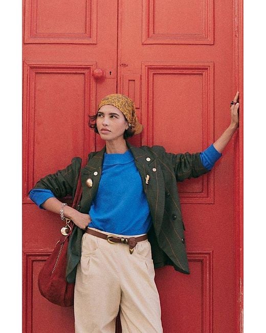 Free People Green Dean Double-Breasted Blazer Jacket