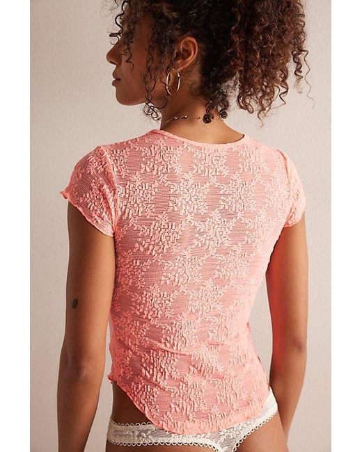 Intimately By Free People Red Loved You First Lace Tee By