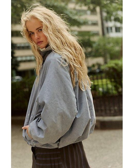 Free People Blue Chelsea Funnel-Neck Jacket