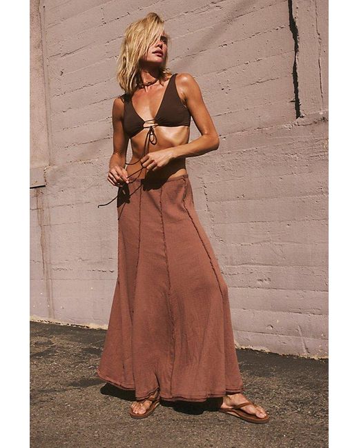 Free People Brown Caught In The Moment Maxi Skirt