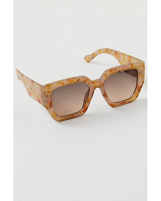 Free People Brown Bel Air Square Sunglasses At In Antique