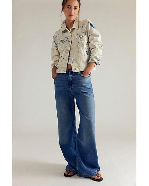 Free People Blue We The Free Stride Straight 'N Wide Jeans