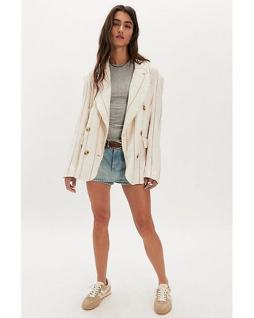 Free People Natural Dean Double-Breasted Blazer Jacket