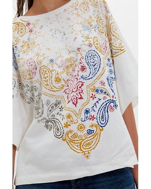 Free People White Heirloom Printed Tee