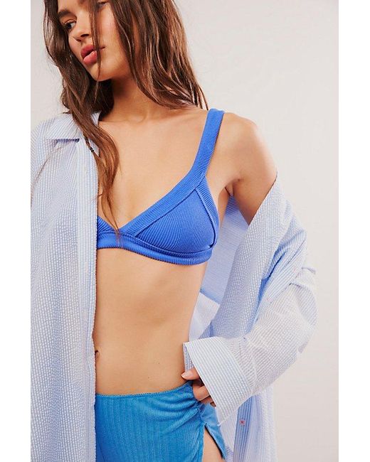 Free People Blue All Day Rib Triangle Bralette