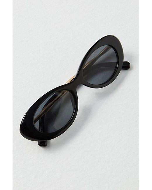 Free People Ella Slim Oval Sunglasses At In Black