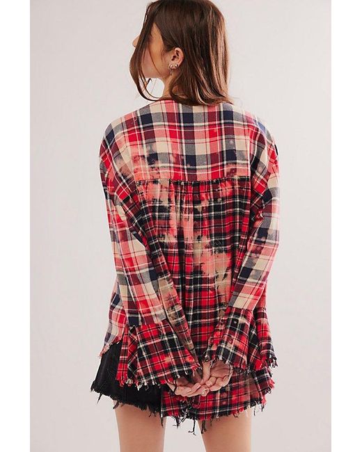 One Teaspoon Red Bleached Check Fantastie Shirt