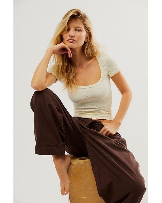 Intimately By Free People Brown Send Love Seamless Tee