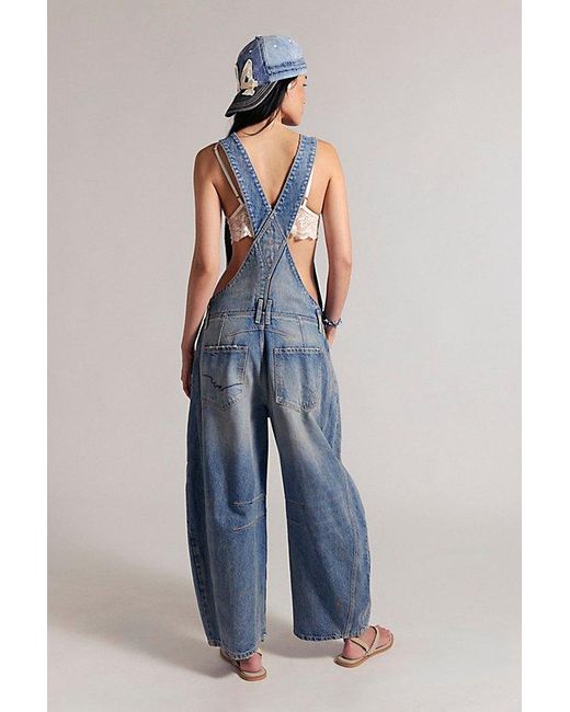 Free People Brown Good Luck Barrel Dungarees