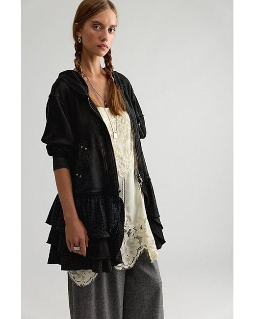 Free People Black Piece Of Cake Zip-Up Cardi