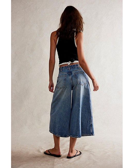 Free People Blue We The Free High Top Wide Crop Jeans