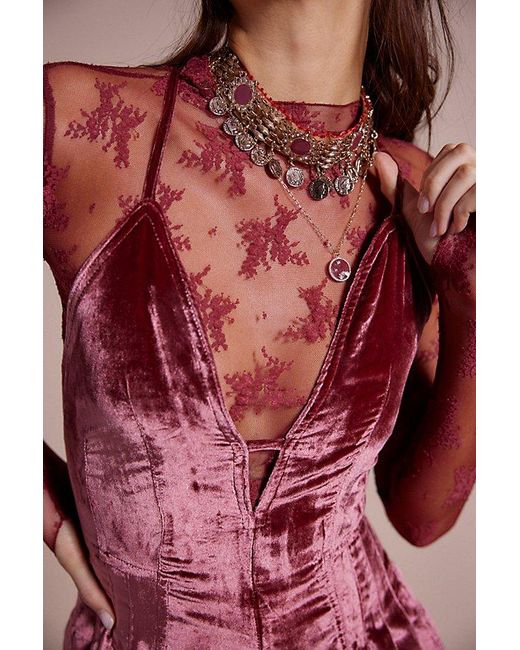 Free People Red Nostalgia Ultra-Velvet Romper