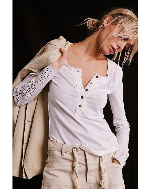 Free People White Our Song Henley Cuff