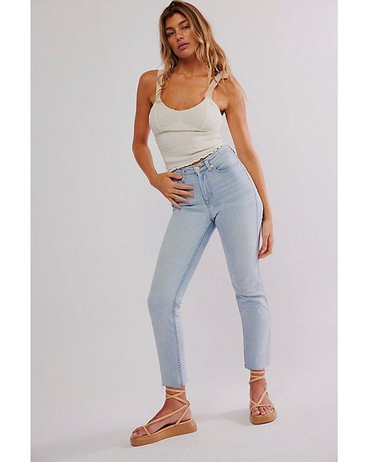 Free People Brown Crvy High-Rise Vintage Straight Jeans