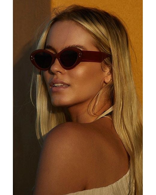 Free People Brown Star Studded Cat Eye Sunglasses At In Honey