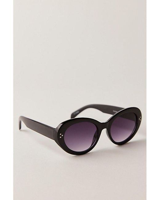 Free People Black Bailey Round Sunglasses