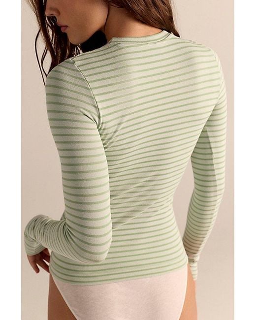 Intimately By Free People Natural Just Enough Stripe Crew Neck Long Sleeve By