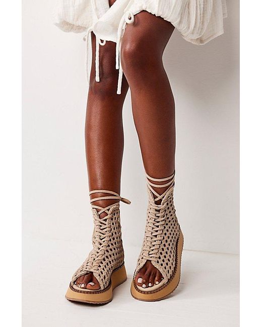Free People Brown Luca Lace Up Sandals