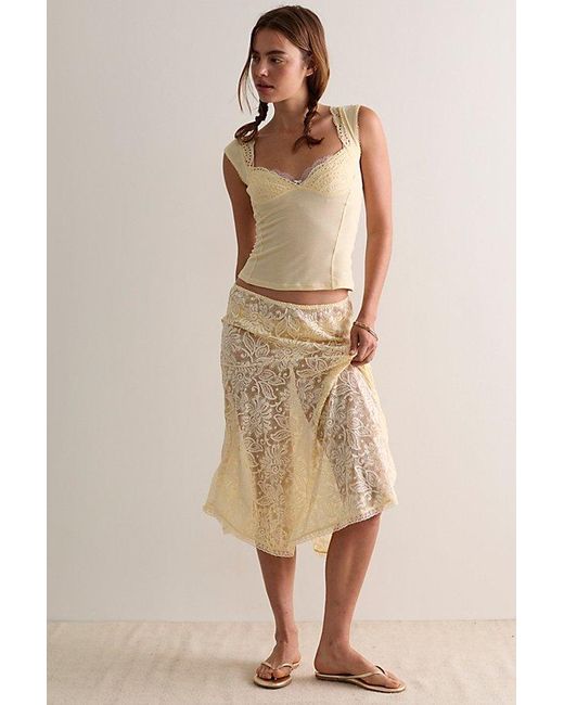 Intimately By Free People Natural Sheer Emotion Midi Slip Skirt By