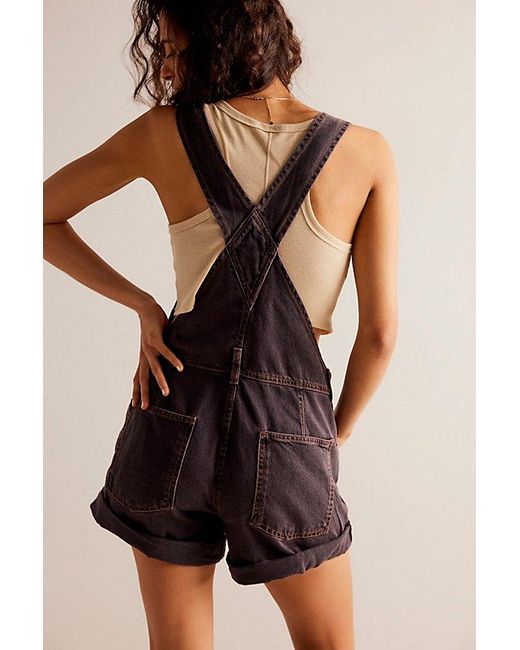 Free People Brown Ziggy Shortalls At Free People In Dirty Deeds, Size: Xs