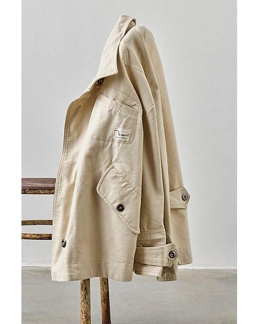 Free People Natural Collins Washed Canvas Funnel-Neck Jacket