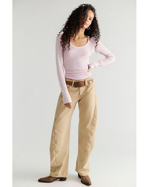 Free People Brown Easy Does It Scoop-Neck Top
