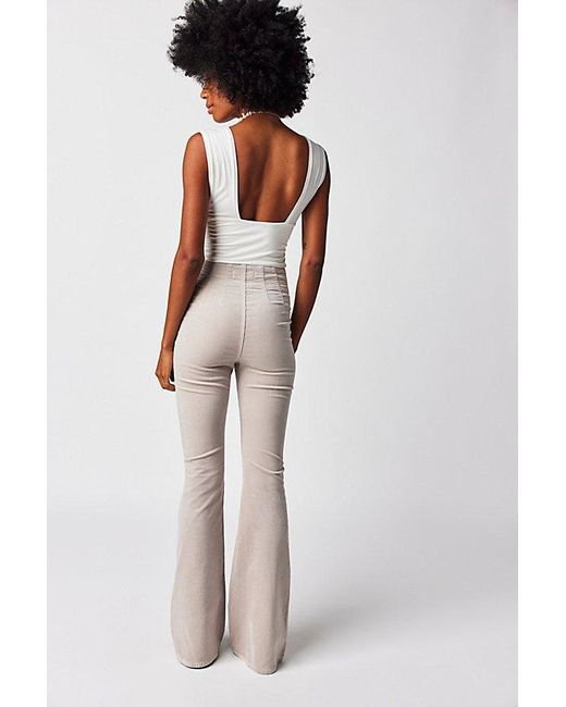 Free People White Jayde Cord Flare Jeans At Free People In Love Stone, Size: 32