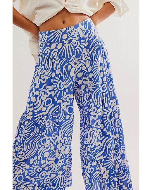 Free People Blue Dawn On Me Wide-leg Trousers