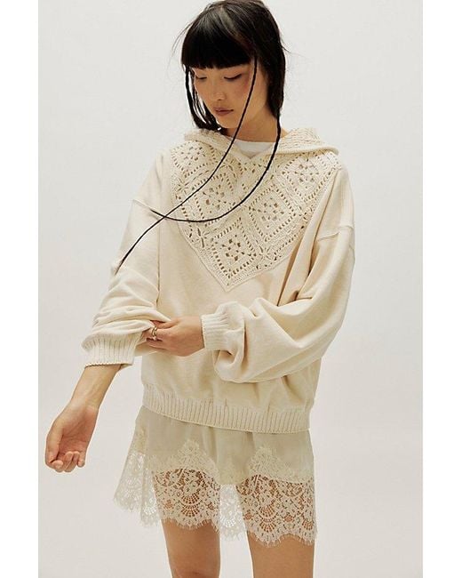 Free People Natural Jocelyn Crochet Hoodie