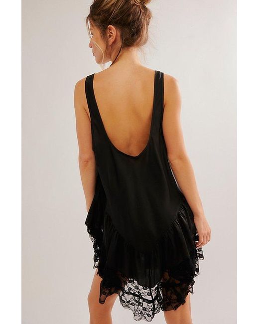 Free People Black Young And In Love Mini Slip