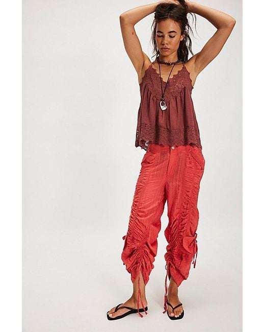 Free People Scorpio Shirred Mid-Rise Cargo Trousers By