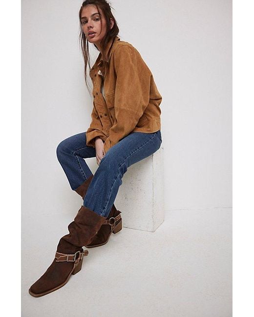 Free People Blue Denver Double Buckle Boots
